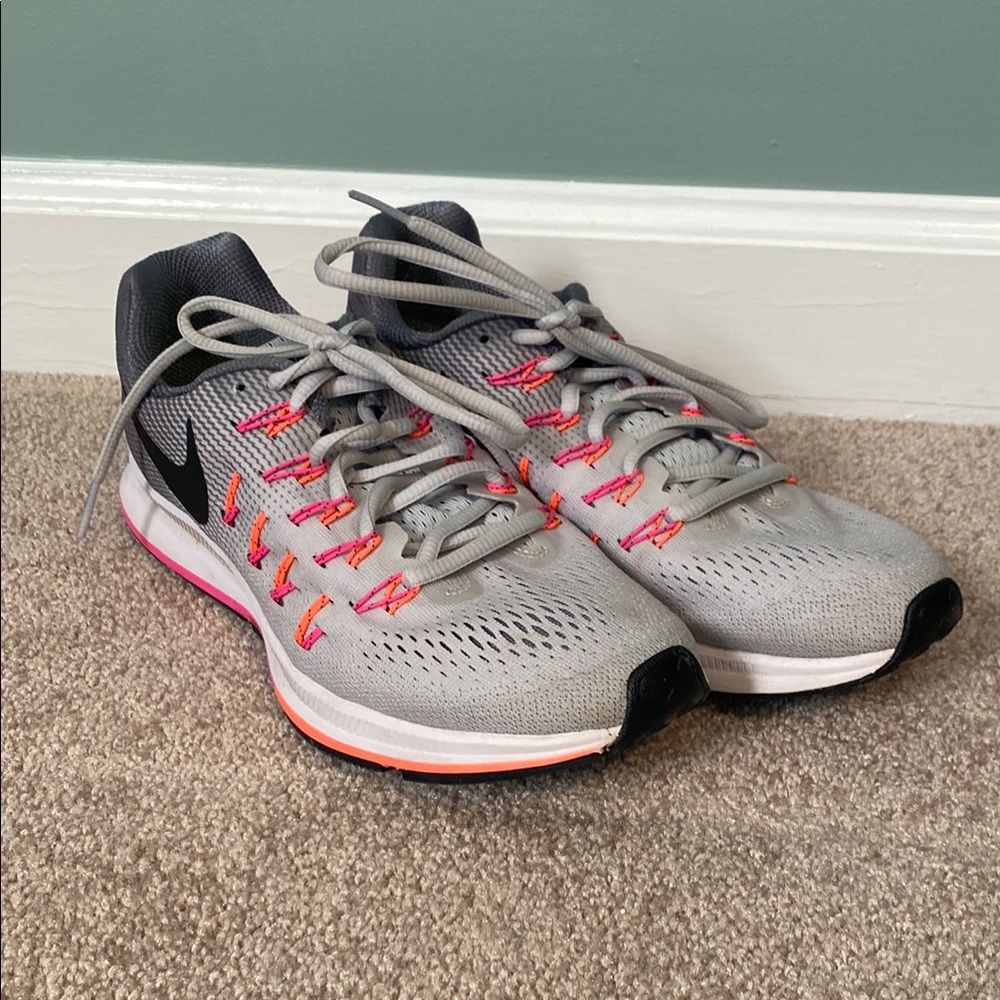 Nike Gray and Pink Athletic Running Shoes